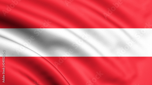 Austria flag blowing in the wind. Background texture. Vienna, Austria. 3d rendering, wave. - Illustration
