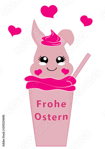 Kawaii Osterhasen Mädchen im Milchshake. Vektor Datei EPS 10