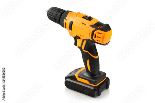 cordless drill, screwdriver on white background