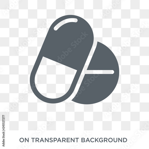 Tablet and capsule medications icon. Trendy flat vector Tablet and capsule medications icon on transparent background from Human Body Parts collection. High quality filled Tablet and capsule