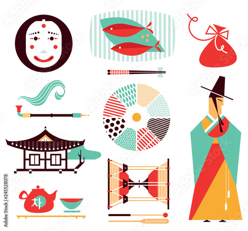 a vector Korea flat style modern illustration