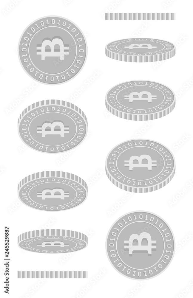 Bitcoin, internet currency rotating coins set, ani Bitcoin, internet currency rotating coins set, ani