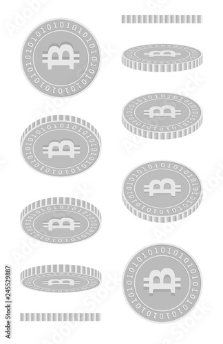 Bitcoin, internet currency rotating coins set, ani