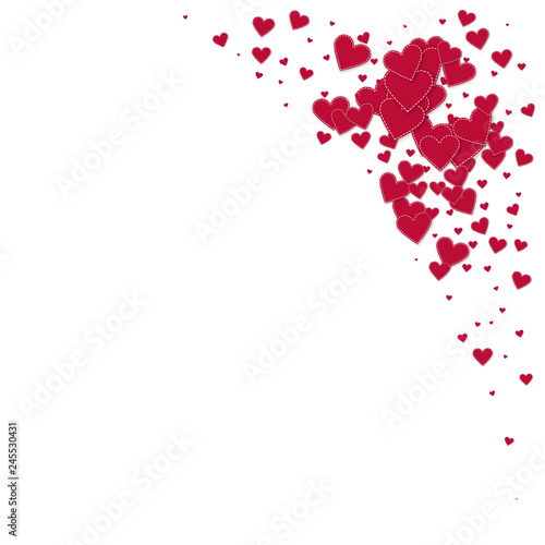 Fototapeta Naklejka Na Ścianę i Meble -  Red heart love confettis. Valentine's day corner o