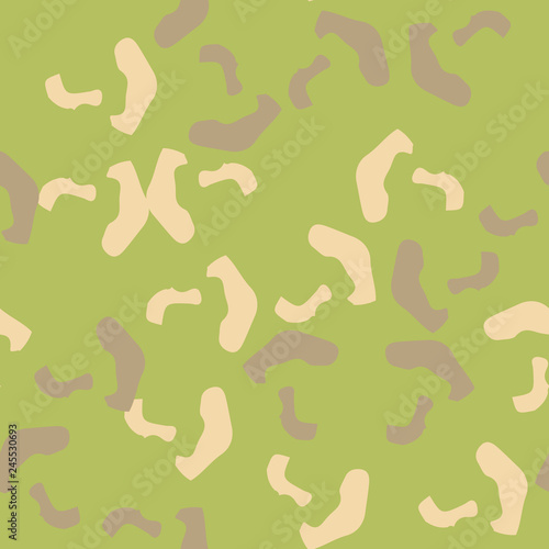 Forest camouflage of various shades of green, beige and brown colors