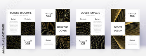 Business brochure design template set. Gold abstra