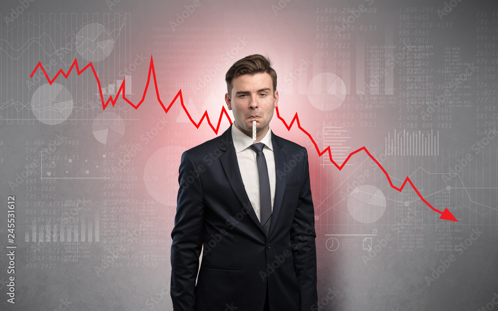 Young sick businessman with decreasing performance concept
Young sick businessman with decreasing performance concept