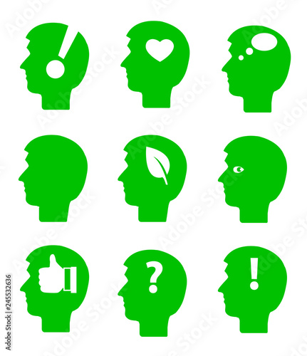 Set of icons with men's head