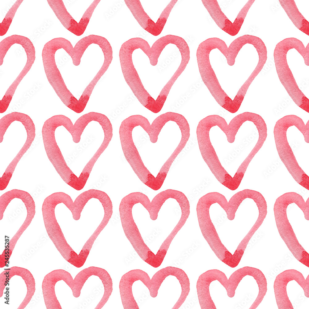 Hearts seamless pattern. Valentine's Day handwritten background. 14 february background.