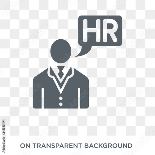 hr manager icon. Trendy flat vector hr manager icon on transparent background from general  collection. High quality filled hr manager symbol use for web and mobile