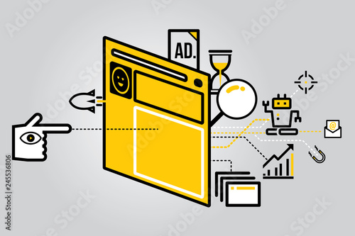 Vector banner design of digital marketing concept.
