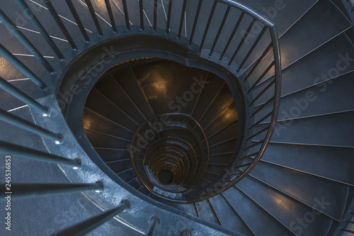 Spiral metal staircase top view