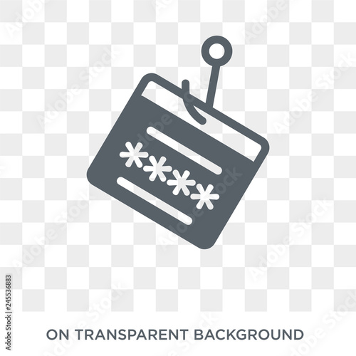 password phishing icon. Trendy flat vector password phishing icon on transparent background from General collection. High quality filled password phishing symbol use for web and mobile