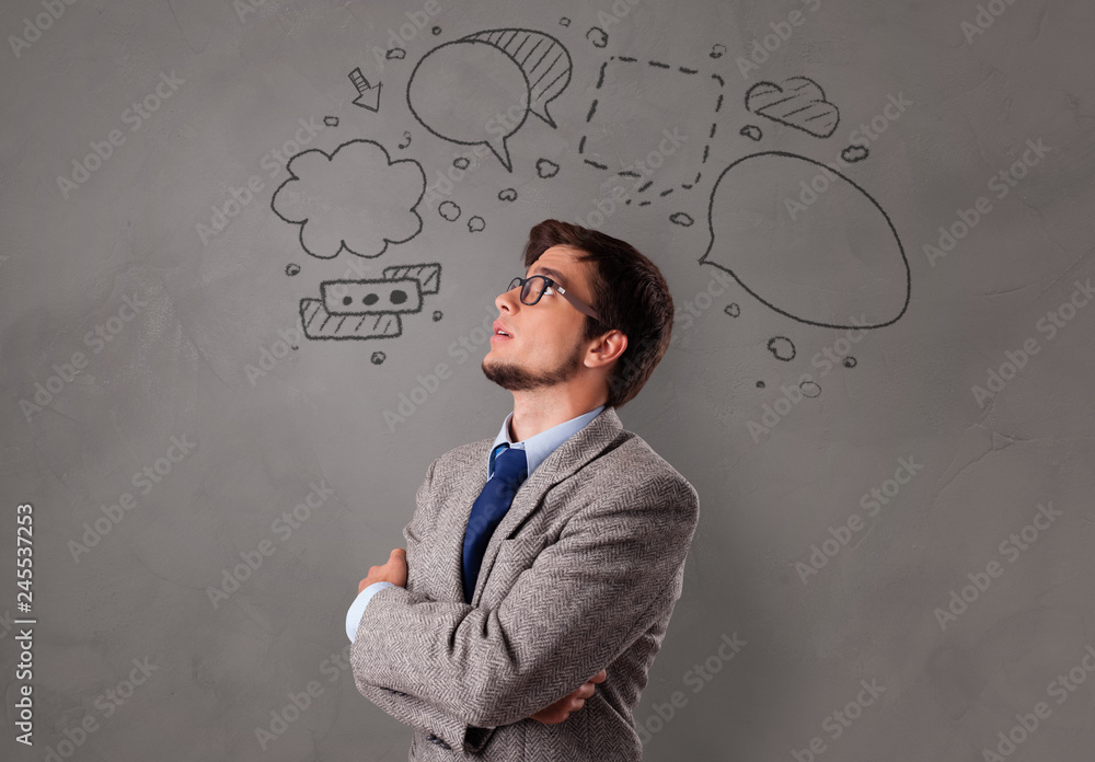 Student thinking with speech bubble concept Student thinking with speech bubble concept