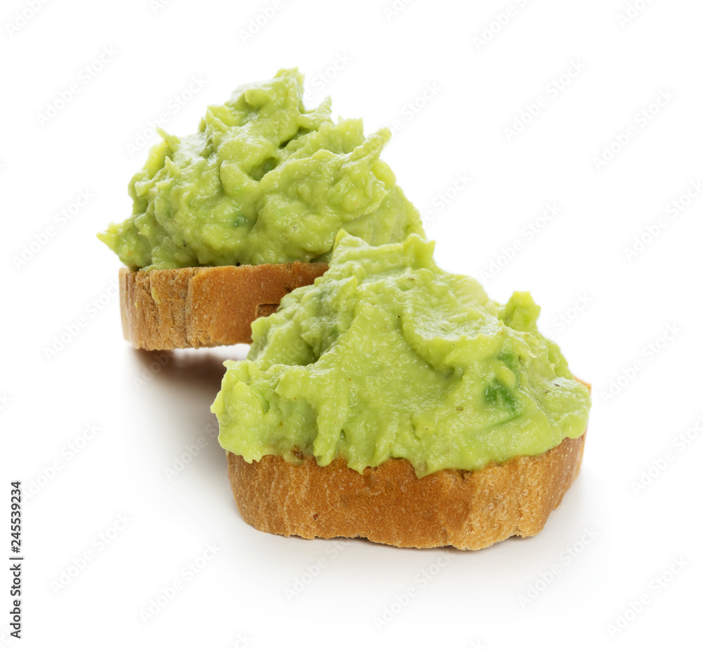 Canapes with bread and guacamole Canapes with bread and guacamole
