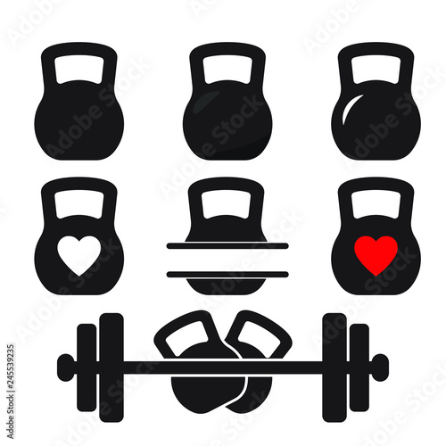 Set of kettlebell icons isolated on white background