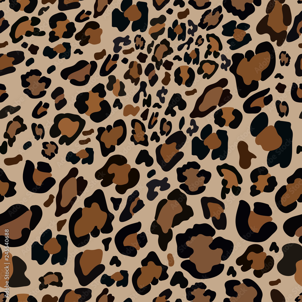 Vector Seamless pattern of leopard skin in yellow and black on brown background, Wild Animals pattern for textile or wall paper, illutration leopard print Vector Seamless pattern of leopard skin in yellow and black on brown background, Wild Animals pattern for textile or wall paper, illutration leopard print