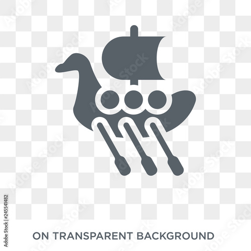 Viking ship icon. Trendy flat vector Viking ship icon on transparent background from Fairy Tale collection. High quality filled Viking ship symbol use for web and mobile