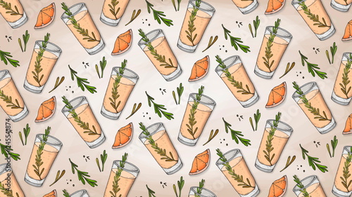Vector Illustration of cocktail glasses pattern sketch style