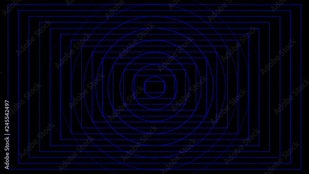 Abstract blue circle and rectangle beating on black background Abstract blue circle and rectangle beating on black background