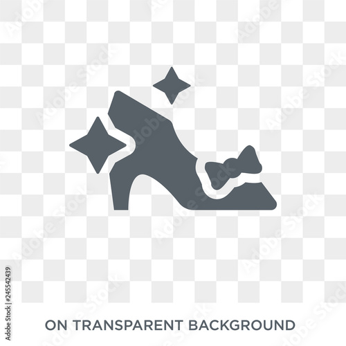 Cinderella shoe icon. Trendy flat vector Cinderella shoe icon on transparent background from Fairy Tale collection. High quality filled Cinderella shoe symbol use for web and mobile