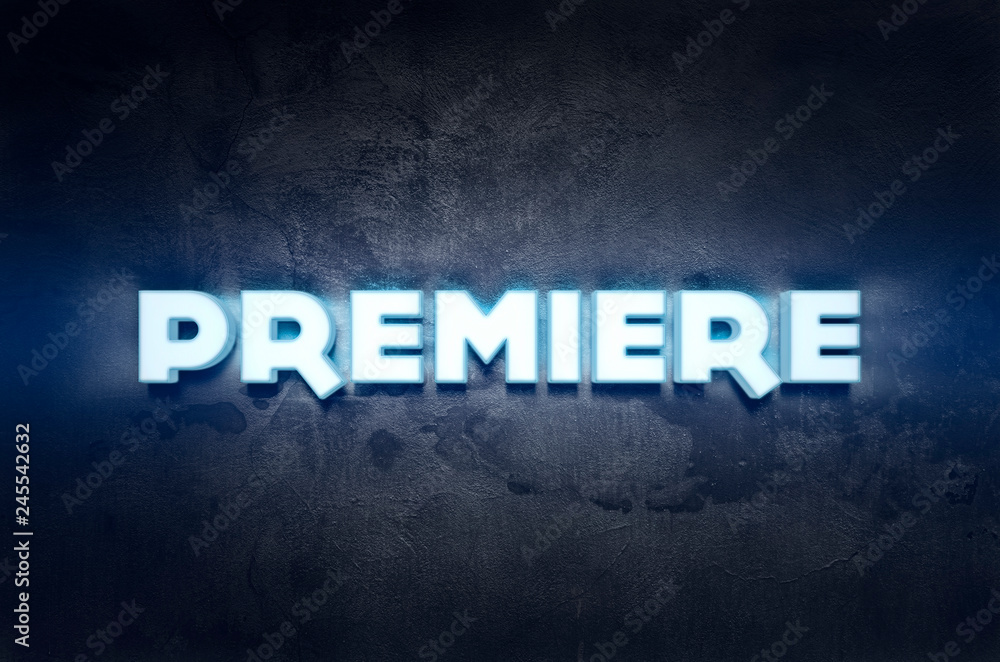 Premiere Neon Sign on dark background Premiere Neon Sign on dark background