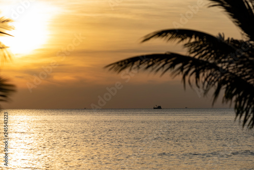 Sunset on Koh Chang island, view of the Gulf of Siam, Lonely Beach, Thailand. photo