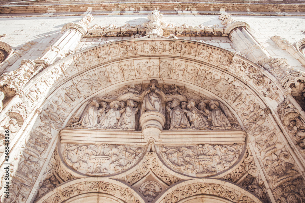 Portal of gothic church in Lisbon city Portugal