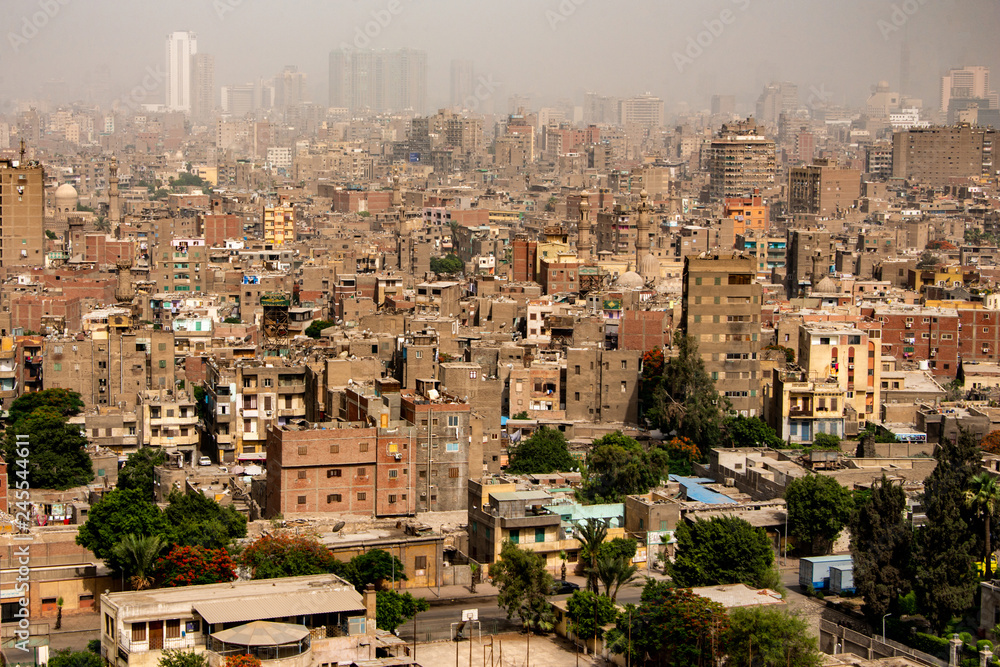 aerial view on the city of Cairo, Egypt, Africa. Cairo is the largest city on the African continent