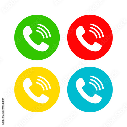 Wallpaper Mural Wonderful design of a white telephone handset in colored circles on a white background Torontodigital.ca