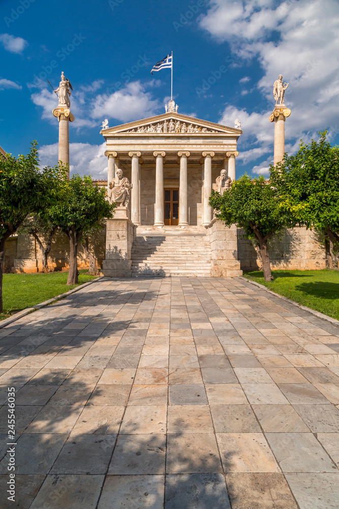 Exterior view of the Academy of Athens, Greece