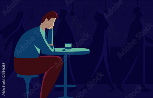 llustration of a man who is depressed photo