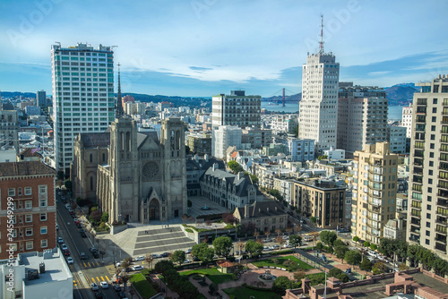 Aerial wiew of Grace Cathedral - San Francisco, California photo