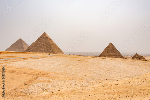 The Great Pyramids of Giza desert near Cairo in Egypt unesco cultural heritage