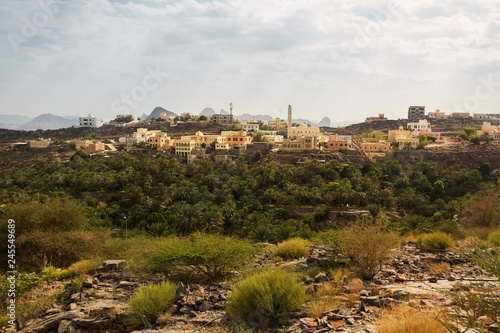 Area with new buildings and mosquea of the ancient village of Misfat al Abriyyin