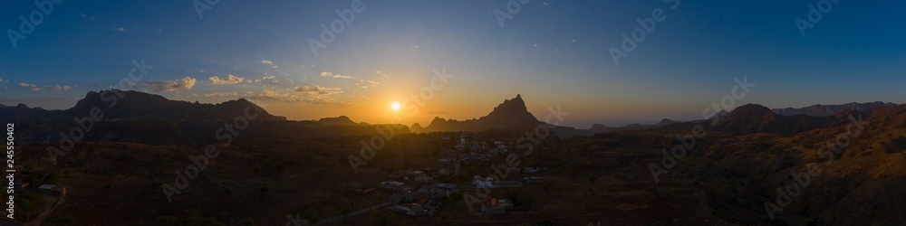 Aerial Panoramic view of Rebeirao Manuel in Santiago island in Cape Verde - Cabo Verde