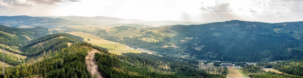 Beautiful panoramic view from the tourist attraction observation deck Stezka v oblacich or Sky Walk In the Czech village of Dolni Morava. Beautiful panoramic view from the tourist attraction observation deck Stezka v oblacich or Sky Walk In the Czech village of Dolni Morava.