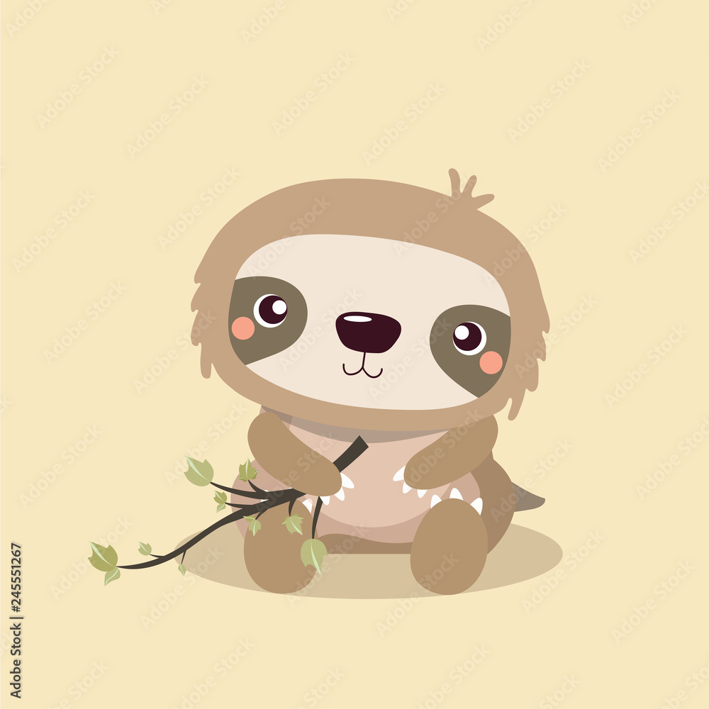 cute sloth on pastel background. cute sloth on pastel background.