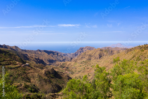 Aerial view of Serra Malagueta natural parc in Santiago island in Cape Verde - Cabo Verde