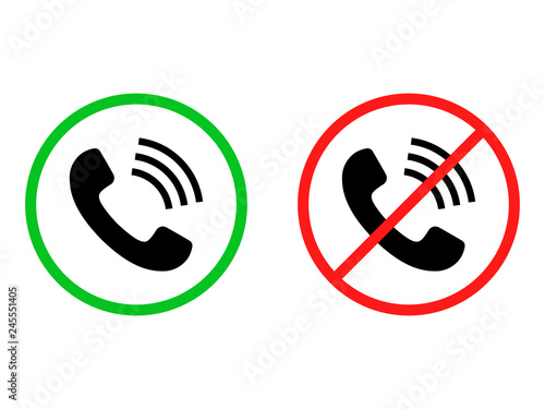 Excellent concept of barring and allowing telephone conversations on a white background