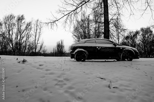 car on road in winter