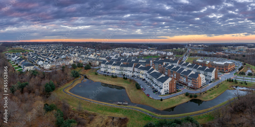 Image showcasing Aerial view of typical East Coast USA newly constructed suburban luxury ...