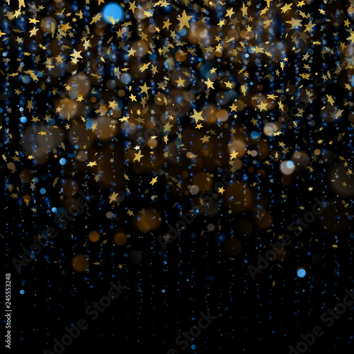 Christmas celebration or abstract concept. Glittering stars on dark background. EPS 10