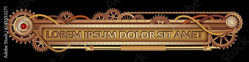 Mechanical fantastic Steampunk banner.