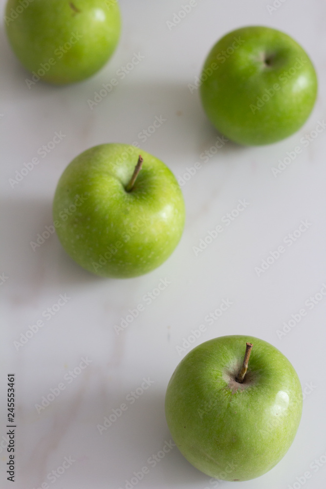 green apples top view.