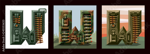 Set letters W military alphabet font.