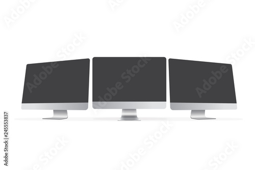 Computer 3 screen mockup vector