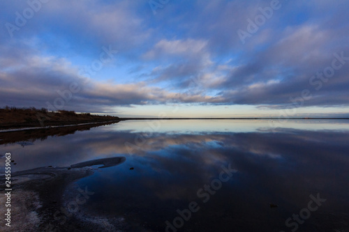 Reflection of a Blue Sunrise in the Water at Alviso Marina County Park