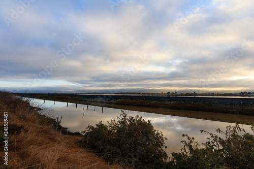 Reflection of a Blue Sunrise in the Water at Alviso Marina County Park