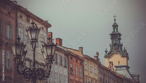 Fototapeta Naklejka Na Ścianę i Meble -  Lviv, Ukraine. Streets and architecture of the old Lviv.